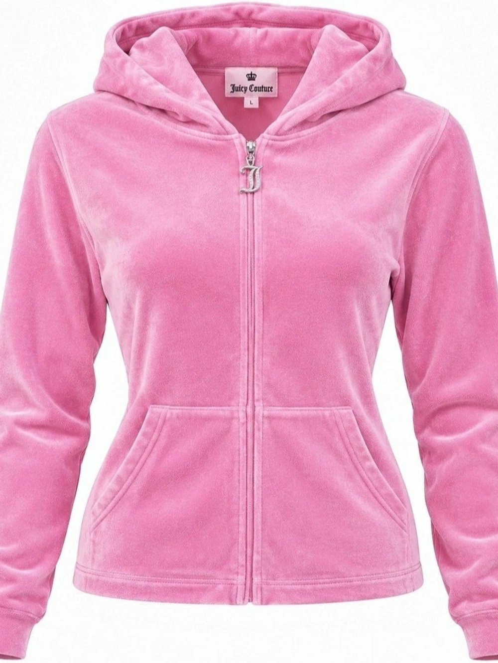 Juicy Couture OG Big Bling Velour Hoodie Pink Large